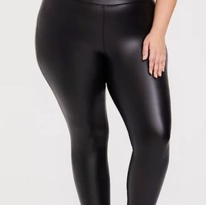 Faux black leather pants